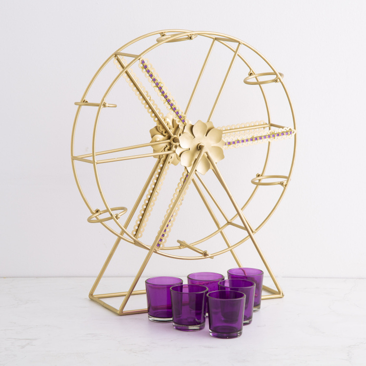 Selene Purple Metal Giant Wheel T-Light Holder