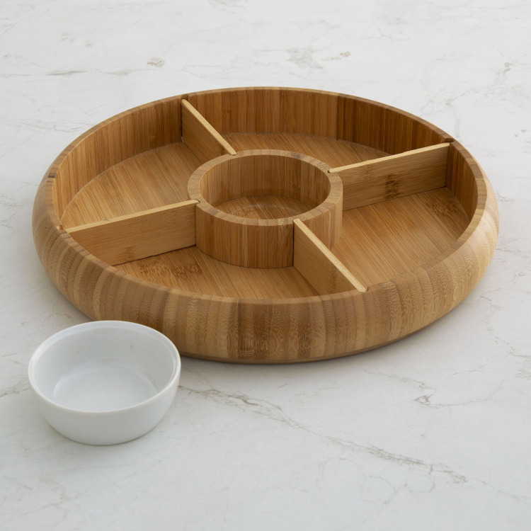 Rhodes Edulis 2-Piece  Bamboo Chip and Dip Tray with Cup