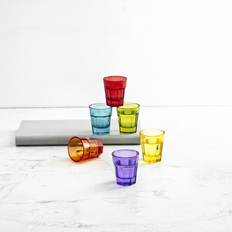 Vibgyor Assorted Shot Glass - Set of 6 - 45 ml