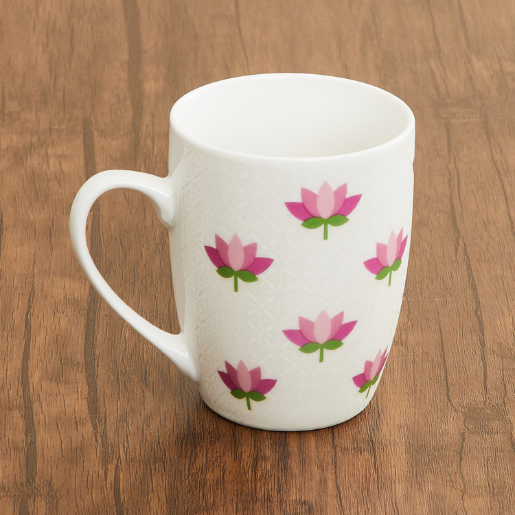 Raisa Retro Lotus Print Coffee Mug - 400 ml