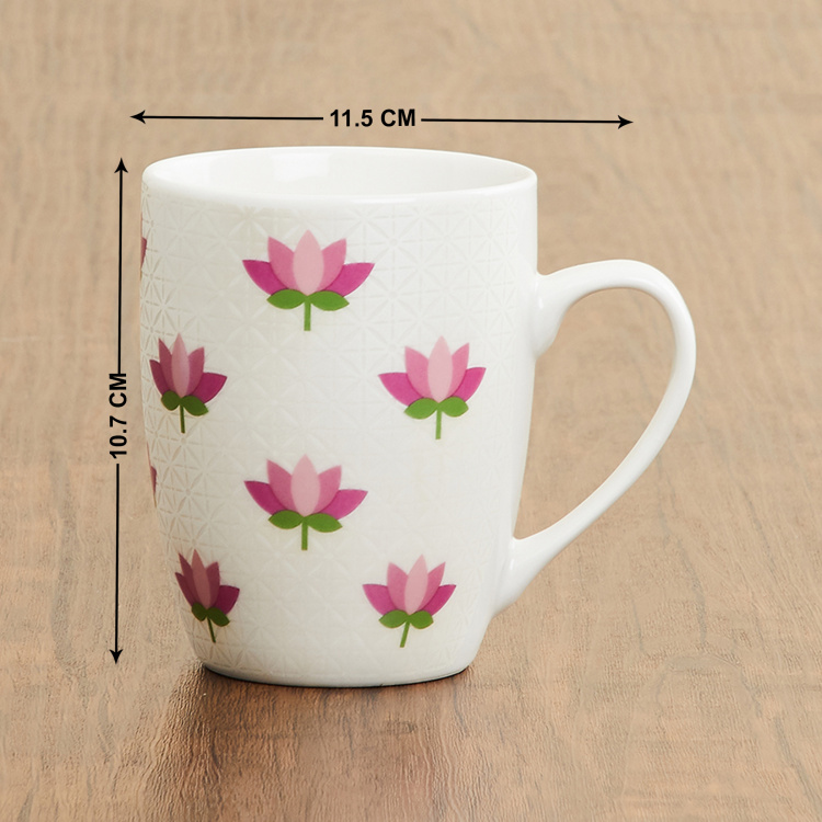 Raisa Retro Lotus Print Coffee Mug - 400 ml