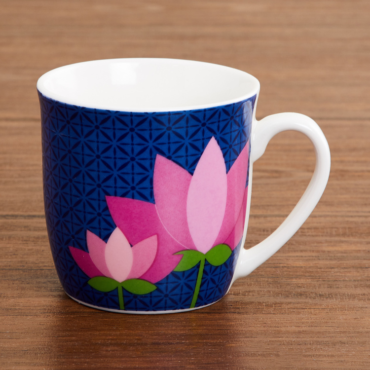 Raisa Retro Lotus Print Coffee Mug - 250 ml