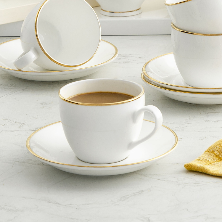 Jodhpur Goblin Gold Bordered Cup and Saucer - Set of 12
