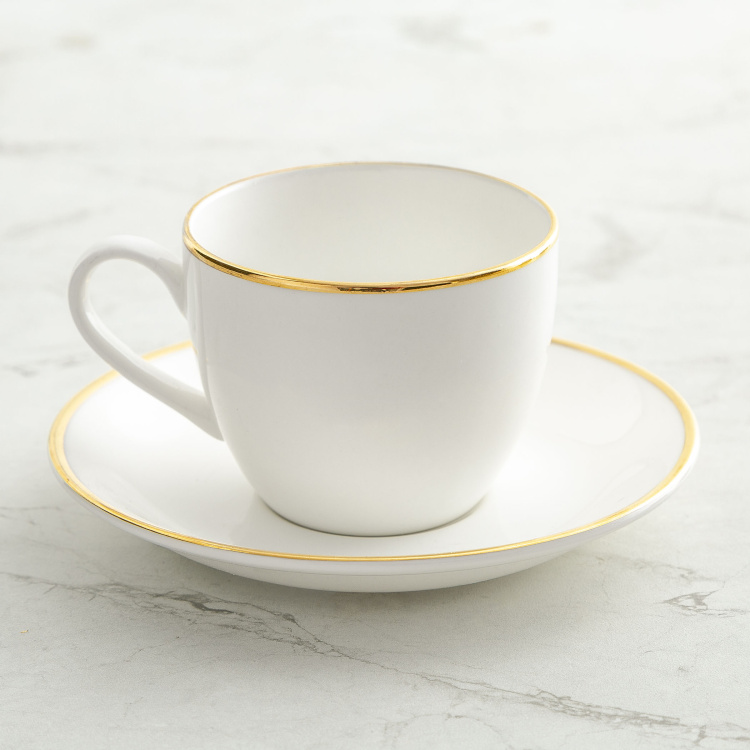 Jodhpur Goblin Gold Bordered Cup and Saucer - Set of 12