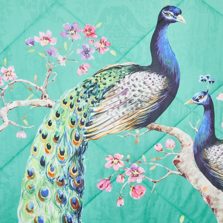Moksha-Peacock Print Double Comforter - 228 x 274 cm