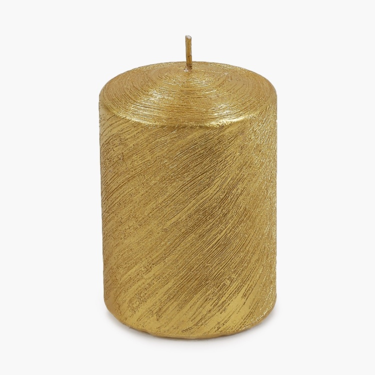Mayur Gold Brushed Pillar Candle