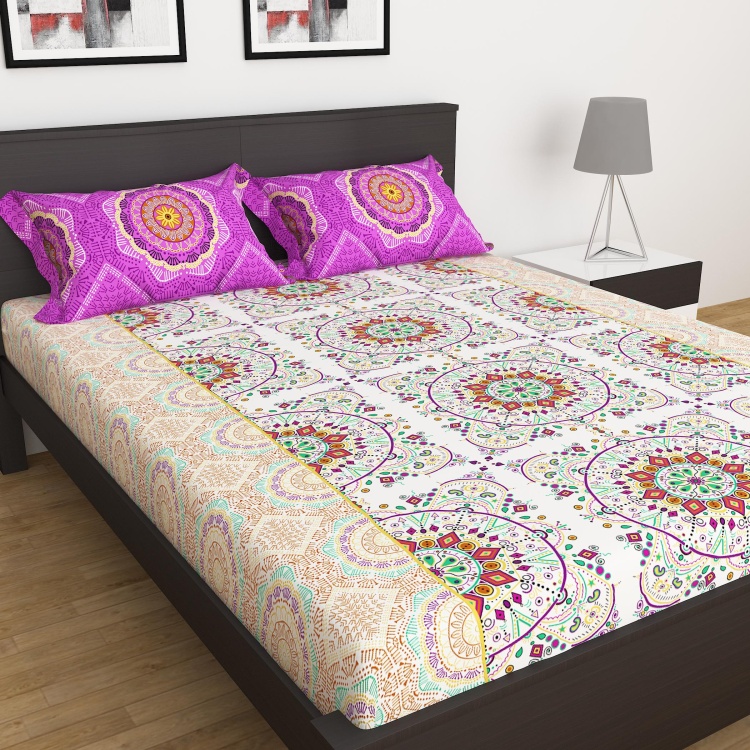 Carnival Classic Printed 3-Piece Queen Size Fitted Bedsheet Set - 150 x 195 cm