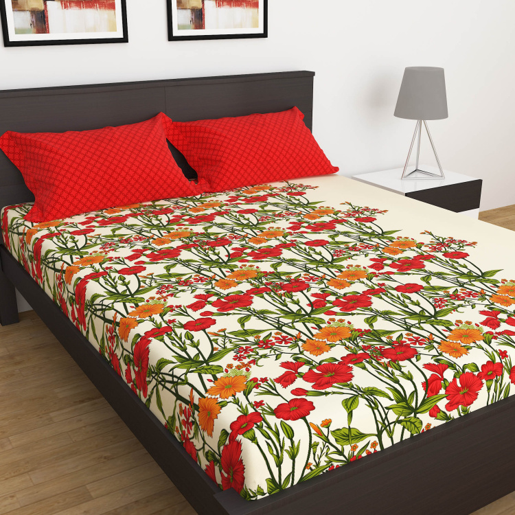 Harold Floral Print 3-Piece Double Bedsheet Set - 228 x 254 cm