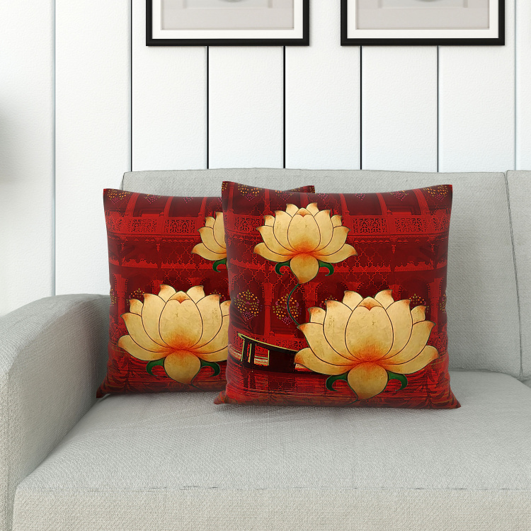 Aurora Printed Double-Sided Cushion Covers- Set of 2- 30 x 30 cm