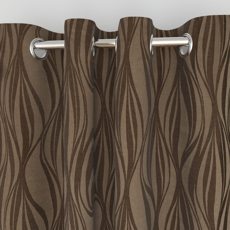 Seirra Fancy Contemporary Window Curtains - Set Of 2Pcs - Polyester - 110 cm x 160 cm - Brown