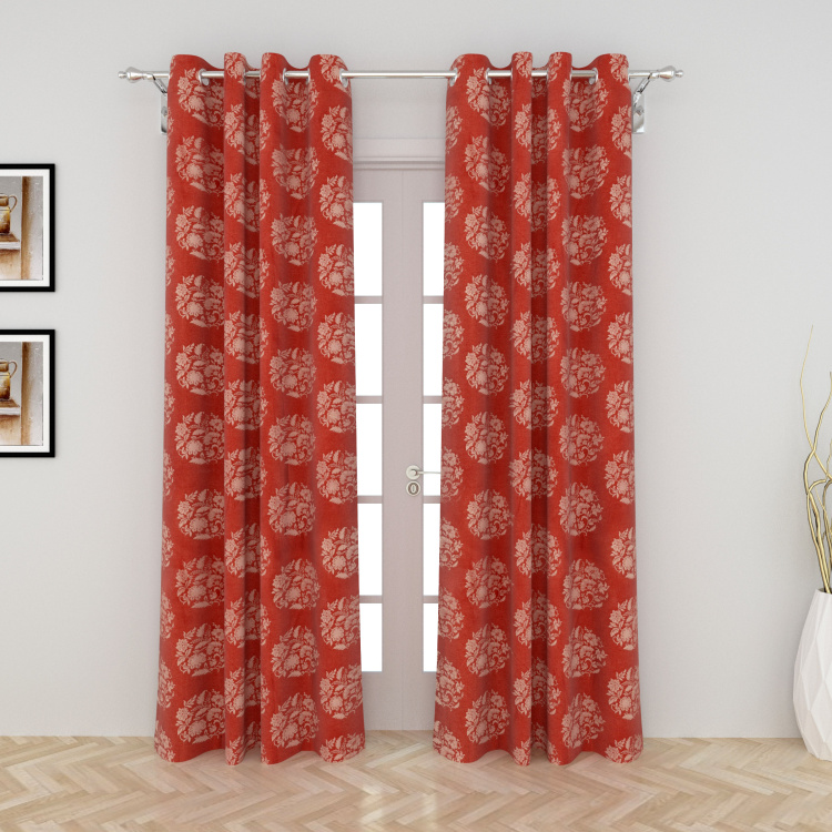 Seirra Jacquard Patterned Blackout Door Curtain Pair - 225 x 260 cm