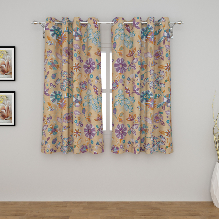 Saddle Floral Print Window Curtain - Set of 2 Pcs - 120 x 160 cm