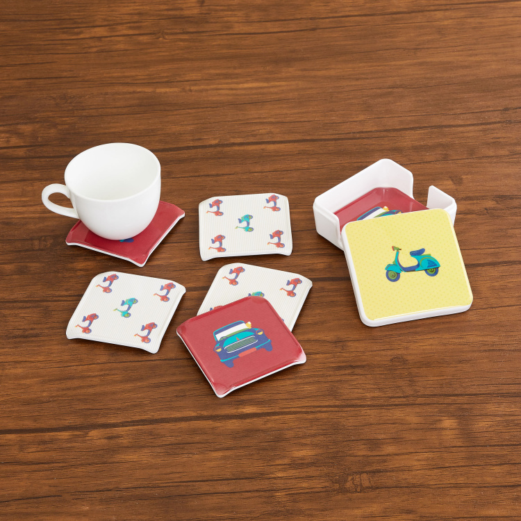 Raisa Retro 6-Pc. Printed Coasters with Stand