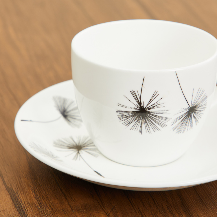 Lucas Windflower Printed 2-Pc. Tea Cup with Saucer - 210 ml