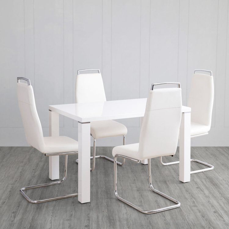 Alaska 4-Seater Dining Table Set with 4 Chairs - White