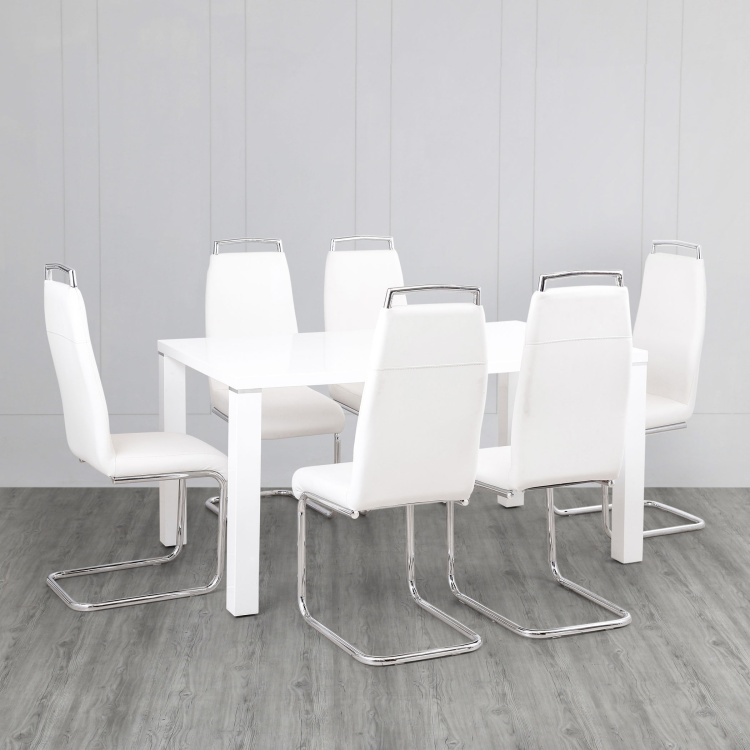 Alaska 6-Seater Dining Table Set with 6 Chairs - White