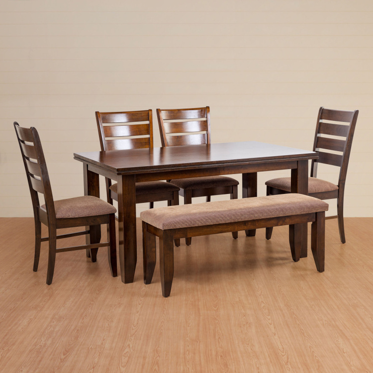Chunky 6 Seater Dining Table Set With 4, Dining Table Set With 4 Chairs And Bench