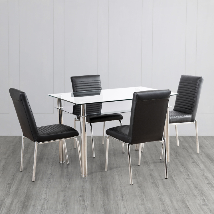 Floris 4 Seater Dining Table Set With, Black Wood Dining Table And Chairs