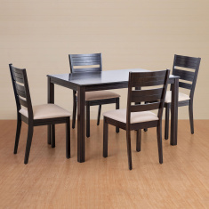 Montoya 4-Seater Dining Table Set with Chairs - Brown