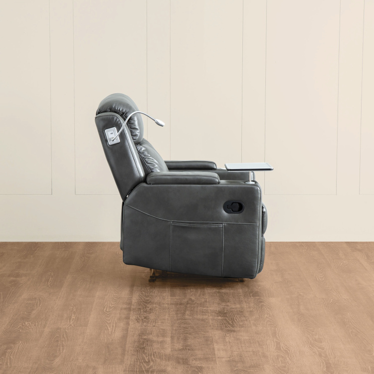 Derby One-Seater Recliner with Laptop Tray - Grey