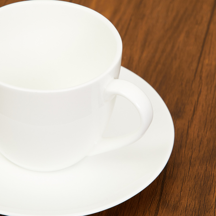 Milkyway Solid Sets - Bone China -250 ml -Cup and Saucer 15 cm  L x 8 cm  H -White