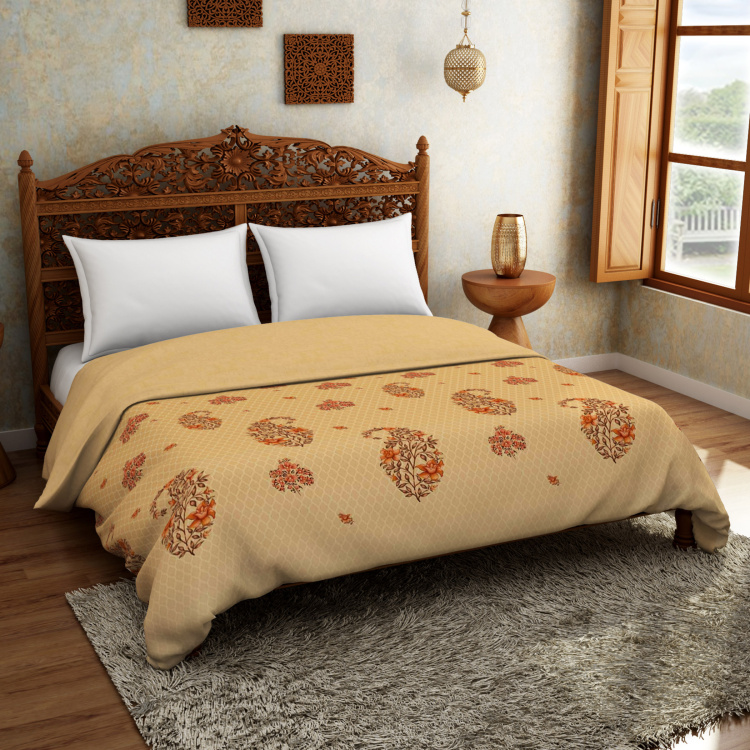 SPACES Rangana Rust Printed Double Bed Quilt - 218 x 270 cm