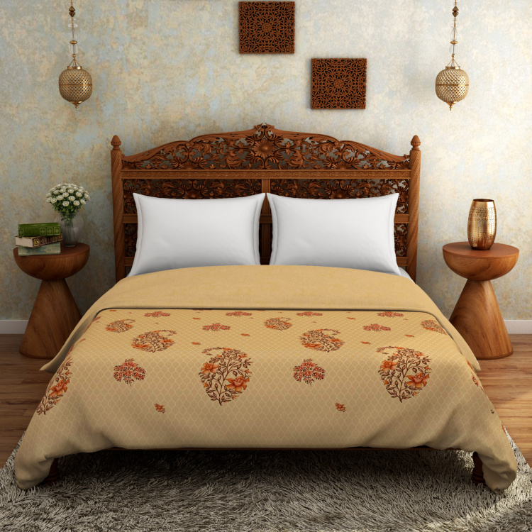 SPACES Rangana Rust Printed Double Bed Quilt - 218 x 270 cm