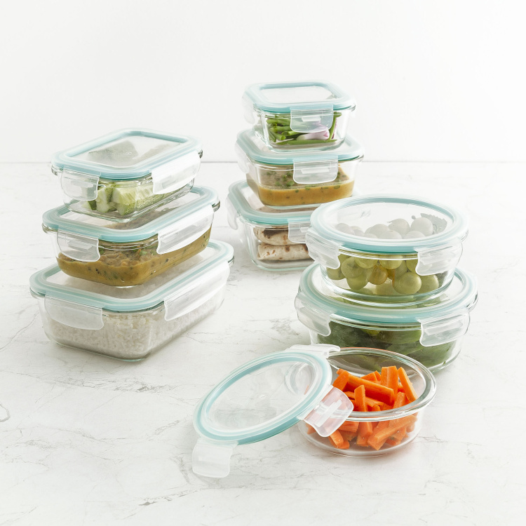 Wellness Transparent Glass Food Storage Containers - Set of 9