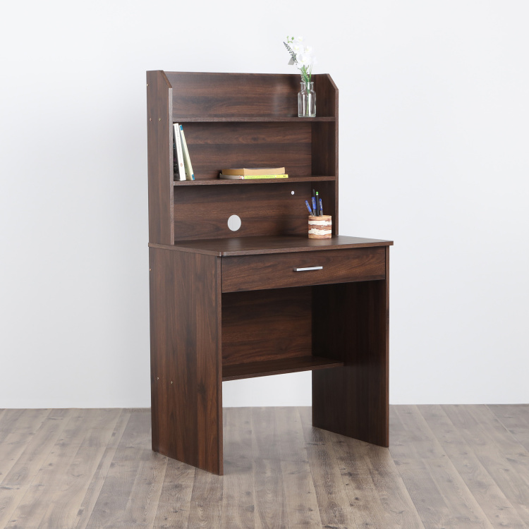 Lewis Study Desk with Hutch - Brown