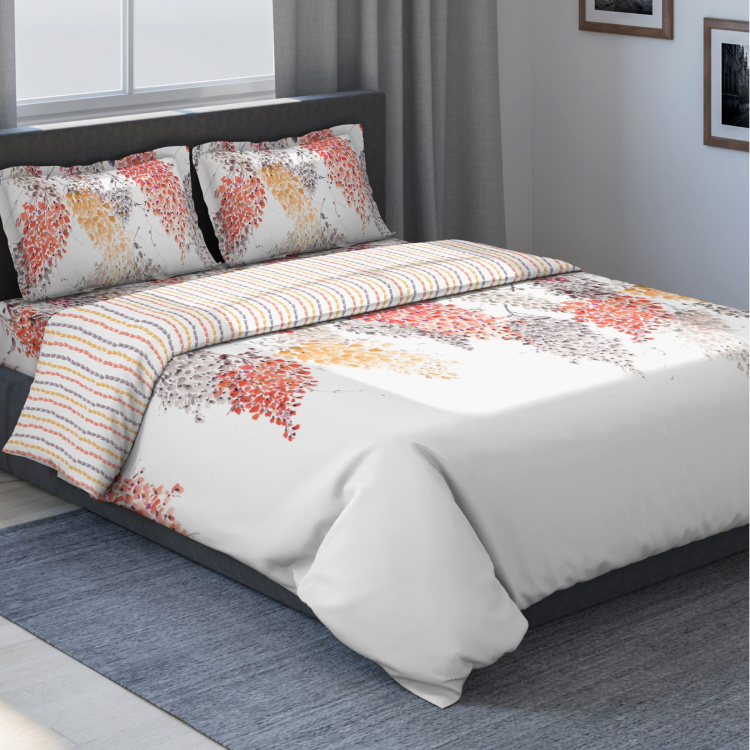 D'DECOR Classic Floral Print 4-Piece Bedsheet Set - 274 x 274 cm