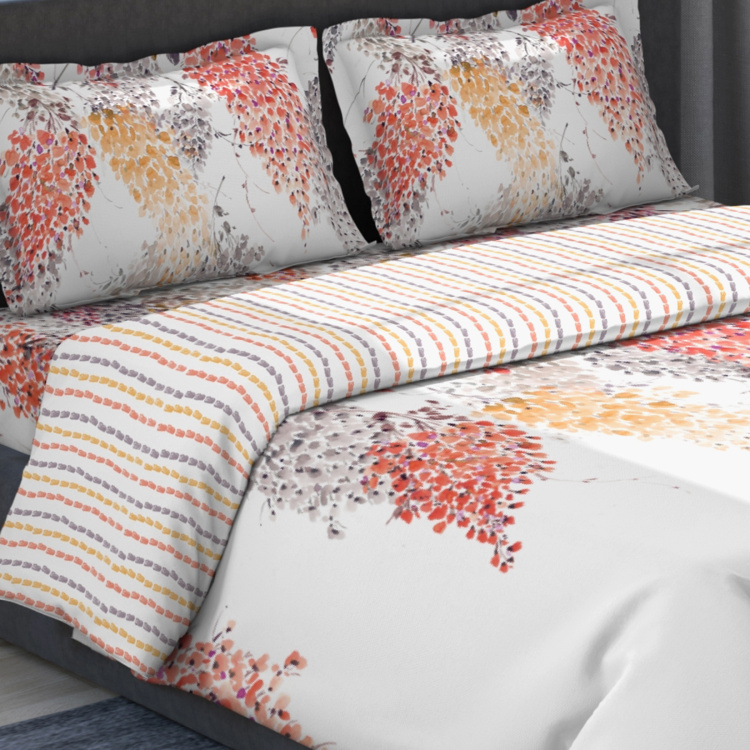 D'DECOR Classic Floral Print 4-Piece Bedsheet Set - 274 x 274 cm