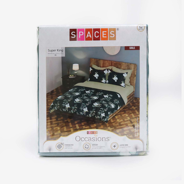 SPACES Soule Printed 3-Piece Large Bedsheet Set - 274 x 274 cm