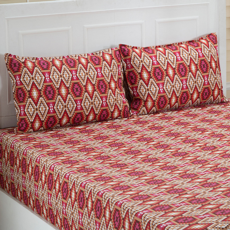 MASPAR Aztec Print 3-Piece Double Bedsheet Set - 224 x 275 cm