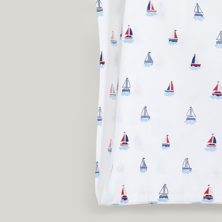 Slate Boat Print 3-Pc. Flat Double Bedsheet Set - 228 x 254 cm