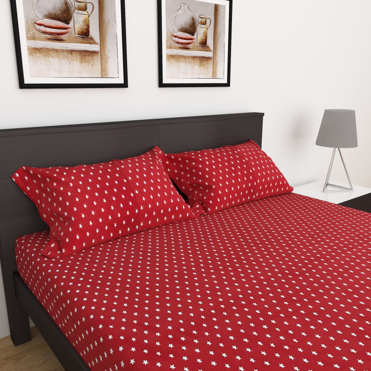 Slate Star Print 3-Piece Double Bedsheet Set - 228 x 254 cm