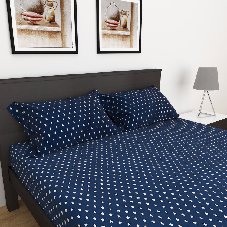 Slate Star Print 3-Pc. Double Bedsheet Set - 228 x 254 cm