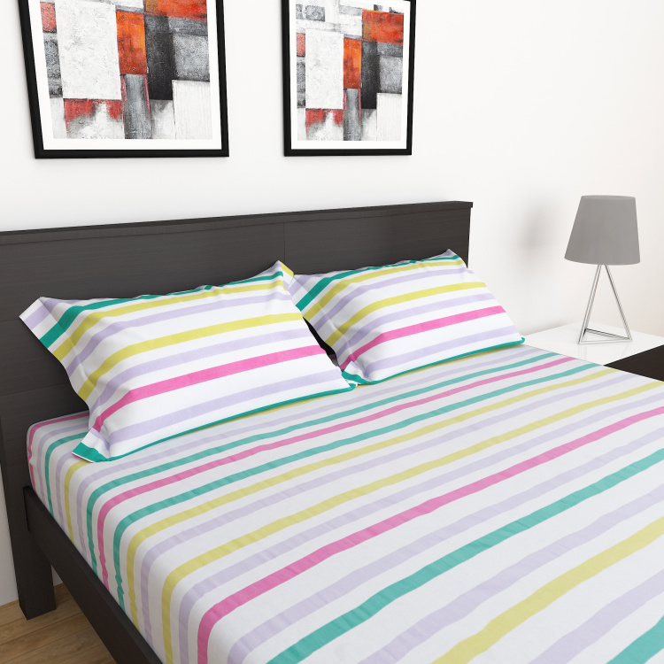 Slate Striped 3-Pc. Flat Double Bedsheet Set - 228 x 254 cm