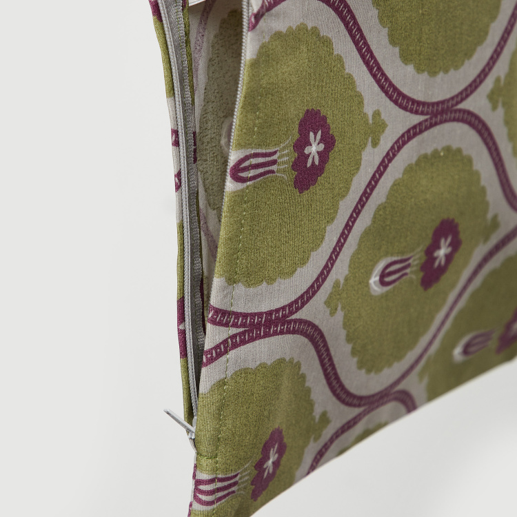 Hewa Printed Polyester Cushion Cover  : 40 cm x 40 cm Green