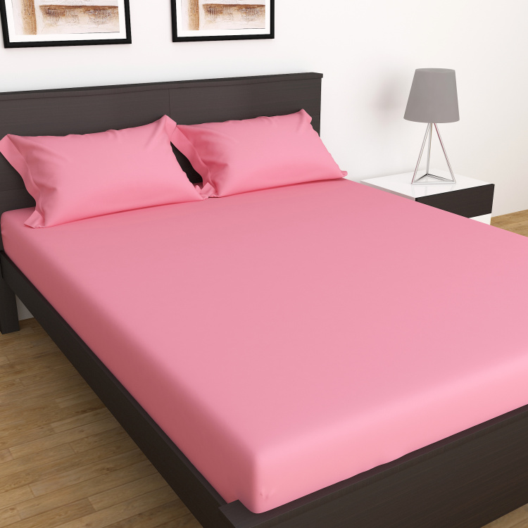 Colour Connect Solid Cotton Pillow Cover  : 45 cm x 70 cm  : Bedsheet  : 274 cm x 274 cm Pink