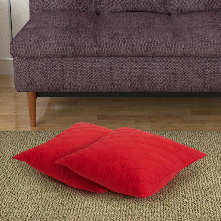 Colour Connect Quilted Cushion Covers- Set of 2- 65 x 65 cm