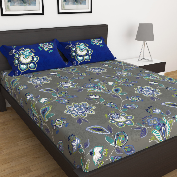 My Bedding 3-Pc. Printed Cotton Double Bedsheet Set - 254 x 274 cm Multicolor