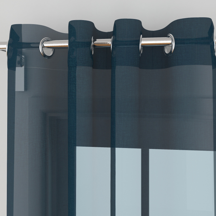Colour Connect Solid Door Curtains - Set Of 2Pcs - Polyester - 270 cm x 110 cm - Blue