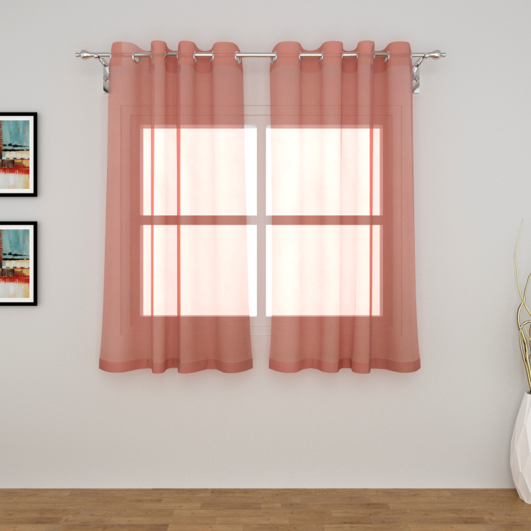 Colour Connect Pink Solid Window Curtains - 160x110cm - Set of 2