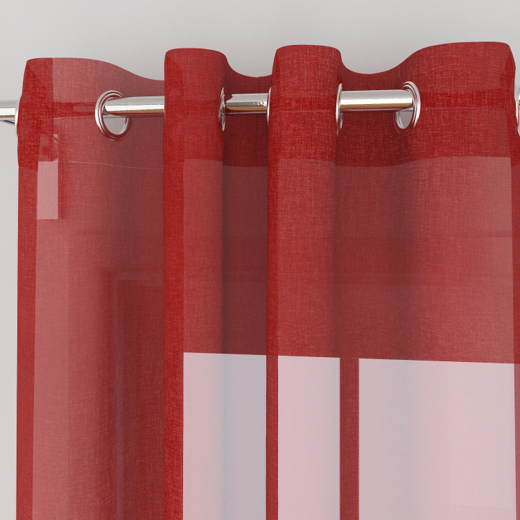 Colour Connect Solid Door Curtains - Set Of 2Pcs - Polyester - 270 cm x 110 cm - Red