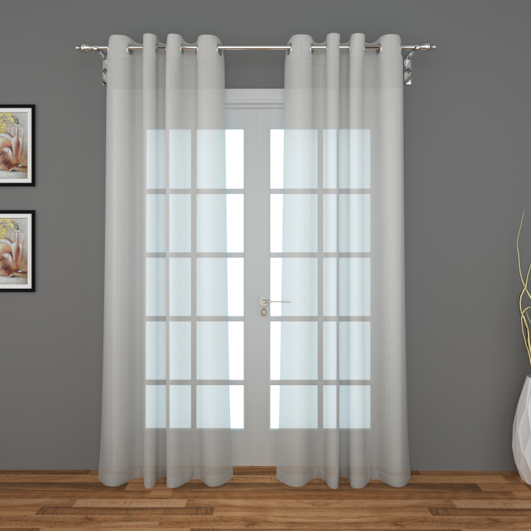 Marshmallow Polyester Sheer Door Curtain Pair - 110 x 225 cm White