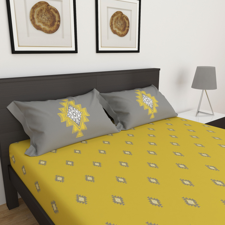 Mandarin Printed 3-Pc. King Size Fitted Bedsheet - 180 x 195 cm