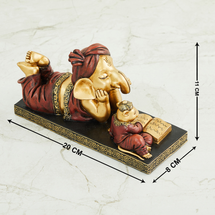 Alpana  Abstract Polyresin Ganesha with Mouse Figurine -Single Pc -20 cm x 8 cmx 11 cm