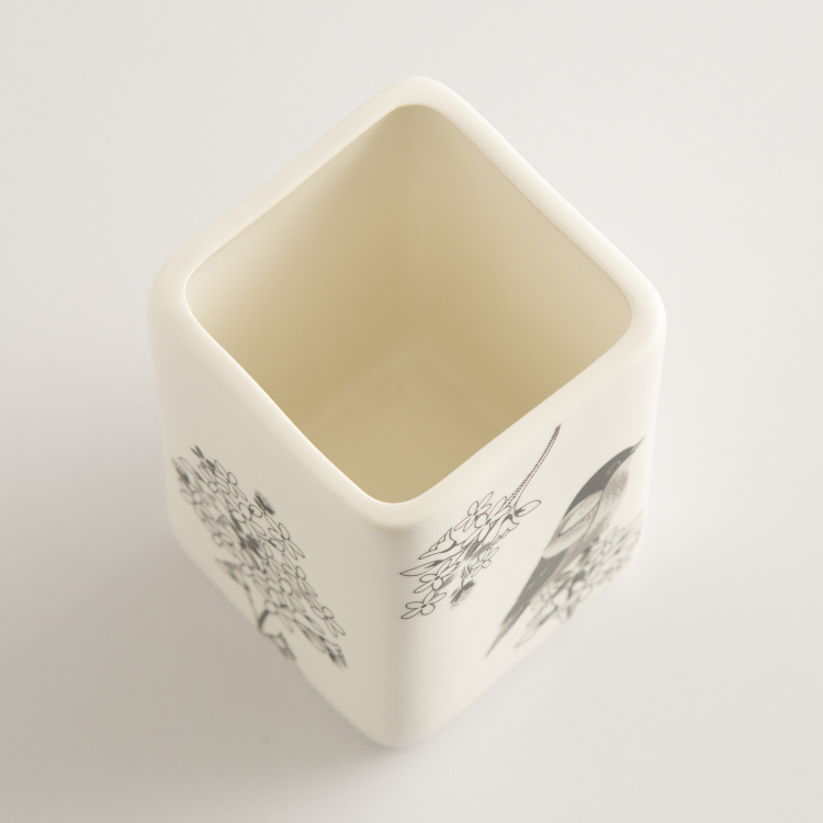 Mandarin Printed Ceramic Rectangular Tumbler  : 6.5 cmW x 10.3 cmH  Multicolour