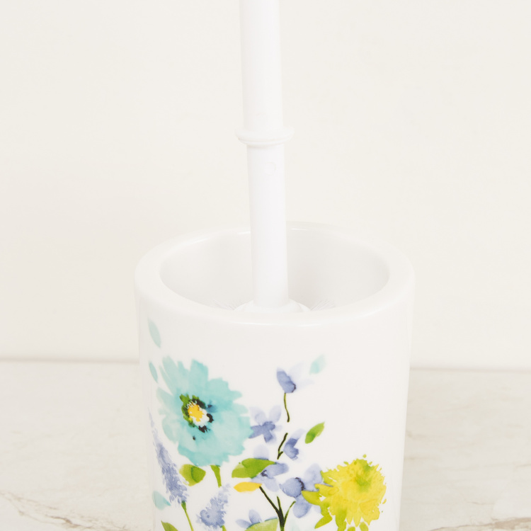 Mandarin Floral Print Ceramic Toilet Brush Holder