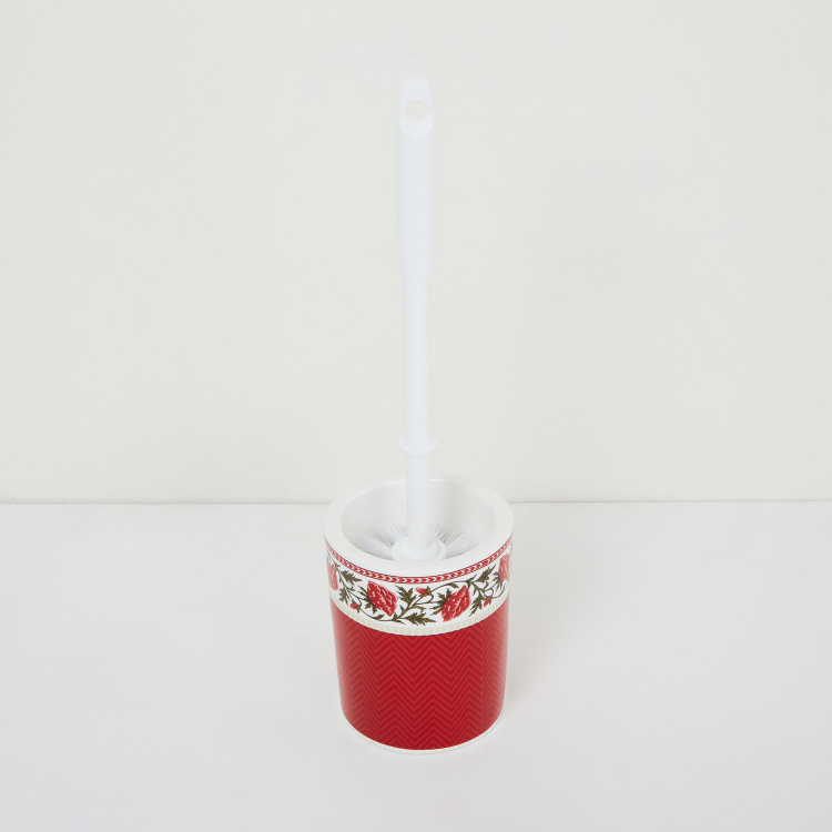 Vintage Reditions Printed Round Single Pc. Tooth Brush Holder - 9 cm x 12 cm - Ceramic - Red